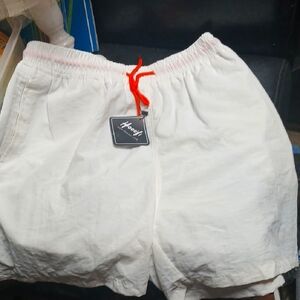 White Shorts with Orange Drawstring